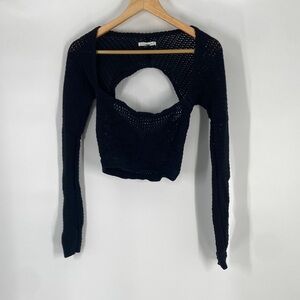 American Eagle Black Long Sleeve Top Back Exposed Size S/P/CH Gently Used